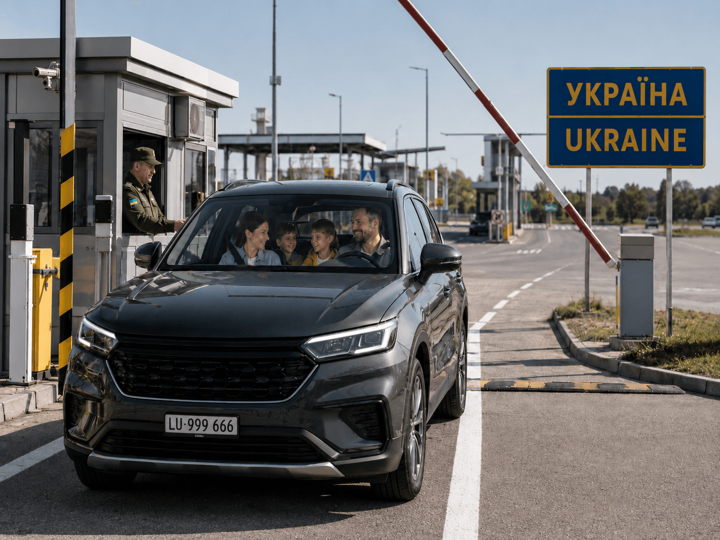Автомобіль на пункті пропуску перед в’їздом в Україну