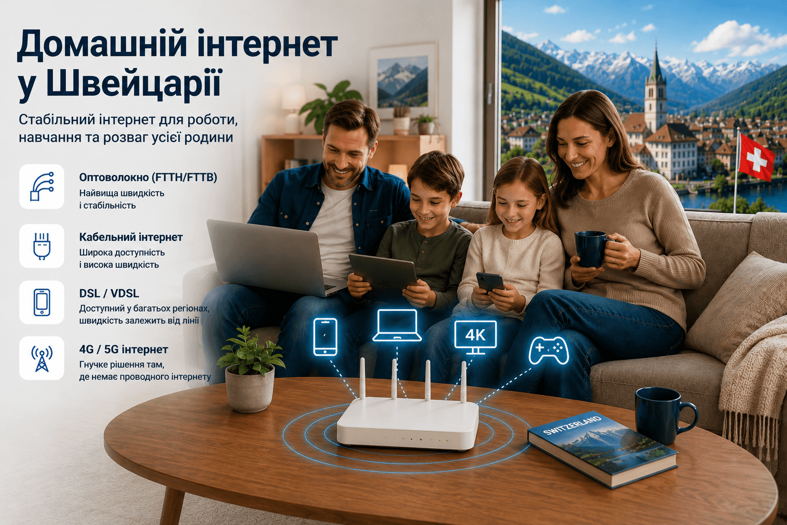 Домашний интернет в Швейцарии: технологии подключения и Wi‑Fi роутер