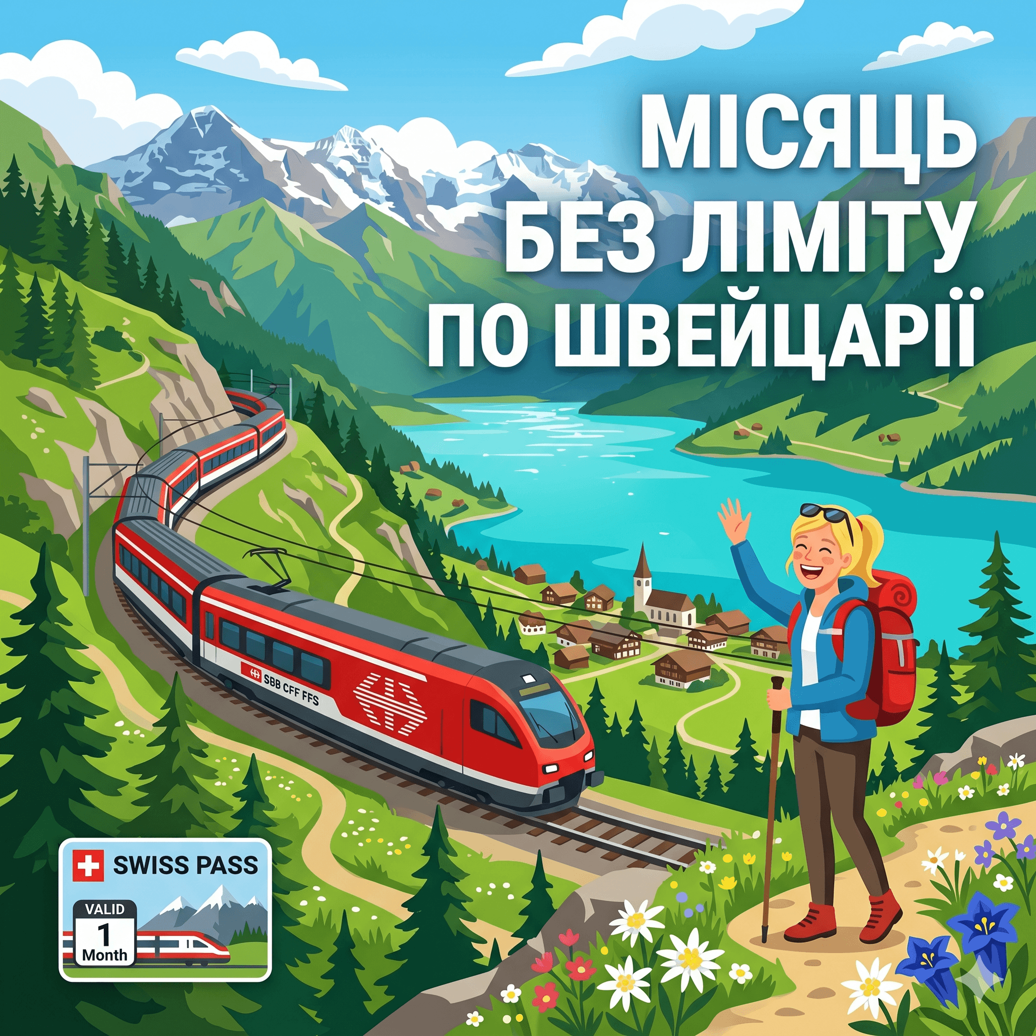 Місяць без ліміту по Швейцарії: пробний GA від SBB на літо